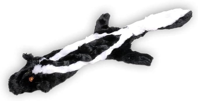 Dog Toy with Squeakers, Set of Unstuffed Rabbit and Skunk, Flat Stuffing Free Soft Chew Toy for Small Medium and Large Dogs, Fetch, Training, Interactive Play, 21 Inch