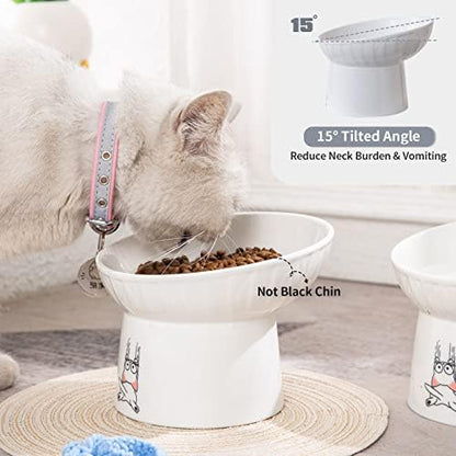 6.5 Inch Extra Wide Ceramic Raised Cat Bowls, Tilted Elevated Cat Bowl - Image 5