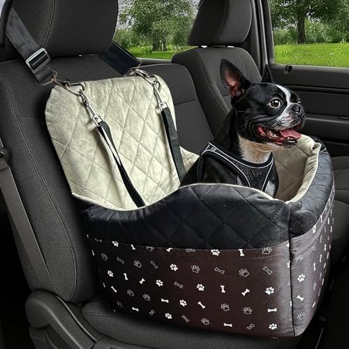 OtterPets Dog Car Seat for Small Dogs & Medium Under 30 lbs, Bonus Safety XS Harness, Dog Booster Car Seat with Thick Cushions, 3Storage Pockets with Zipper, 2 Safety Belts by OtterPets