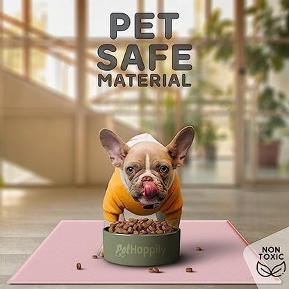 Dog Food Mat - Raised Edges Dogs Mat for Food and Water Prevent Spill, Waterproof Cat Food Mats Protect Floors, Easy Clean Dog Bowl Mats for Food and Water, Silicone Pet Food Tray - Image 3