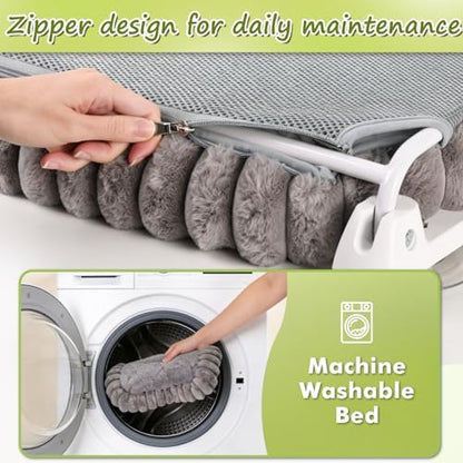 Zoratoo 2PC Cat Window Perch with Bolster Foldable Cat Hammock Cushion Bed for Window with Metal Frame, Cloud-Cuddle Cordless Window Resting Seat for Indoor Cats (Cushion Bed, Gray-L) - Image 4