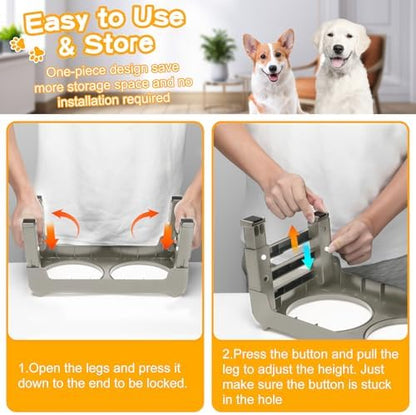Elevated Dog Bowls for Small Dogs 3 Height Adjustable Raised Dog Bowl Stand with 25oz Stainless Steel Food Bowls Anti-Slip Small Dogs Feeder Adjusts to 7.5", 6", 2.75", Light Brownish Gray - Image 6