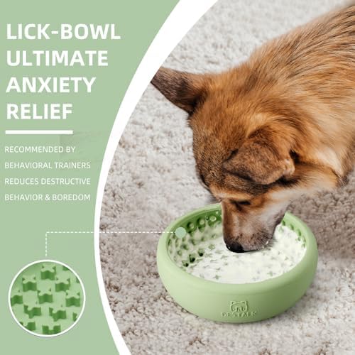 Dog Lick Bowl, Bestalk Anxiety Relief Lick Mat for Dogs, Non-Slip Freeze Licking Bowl Enrichment Puzzle Feeder for Distraction, BPA Free Silicone, Dishwasher Safe (Green,S) - Image 2