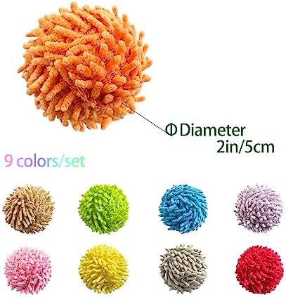 9Pcs Fuzzy Cat Ball Toys - Safe Pom Pom Balls for Indoor Cats, Kitten Chasing Toys with Bell (Multicolor) - Image 2