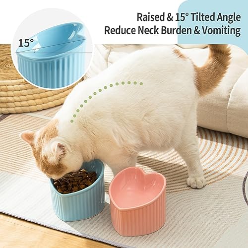 5.5" Blue Ceramic Raised Tilted Cat Food Bowl 1 Pack - Image 4
