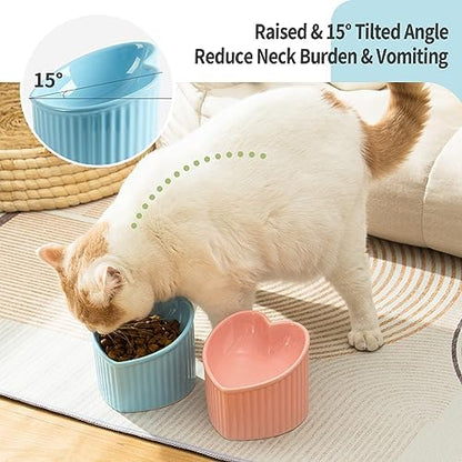 5.5" Blue Ceramic Raised Tilted Cat Food Bowl 1 Pack - Image 4