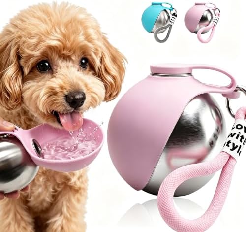 Stainless Steel Dog Water Bottle with Bowl, Portable Leak-Proof for Travel by KINIVAFashionJewelry