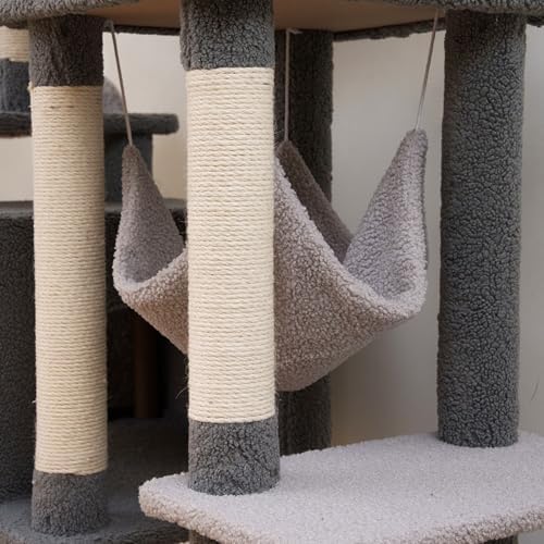 Cat Tree 67in Cat Tower Scratching Post for Cats Tree Tower Furniture for Cats Plush Multi-Level Cat Condo (Gray) - Image 6