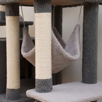 Cat Tree 67in Cat Tower Scratching Post for Cats Tree Tower Furniture for Cats Plush Multi-Level Cat Condo (Gray) - Image 6