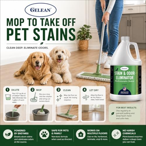 Strong Stain & Odor Eliminator - Cats & Dog Enzymatic Urine Destroyer -MADE IN USA- Fresh Scent Multi-Purpose Pet Stain Remover for Floors, Carpet, Bathrooms, Drains & Trash Deodorizer cleaner, 128oz - Image 4