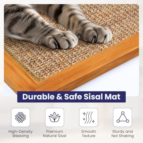Large Sisal Cats Wall Scratcher, Floor or Wall Mounted Cat Scratching Mat, Durable cat Scratch Pads for Indoor Cats, Framed Sisal Scratch Pad Mat, Wall Cat Scratching Post for Furniture Protector - Image 3
