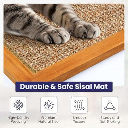 Large Sisal Cats Wall Scratcher, Floor or Wall Mounted Cat Scratching Mat, Durable cat Scratch Pads for Indoor Cats, Framed Sisal Scratch Pad Mat, Wall Cat Scratching Post for Furniture Protector - Image 3