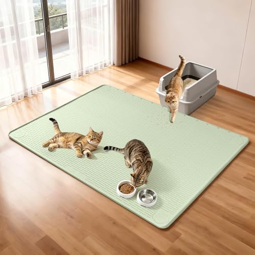 Silicone Cat Litter Mat for Litter Box 40”x40” Large Cat Mat, Green - Image 2