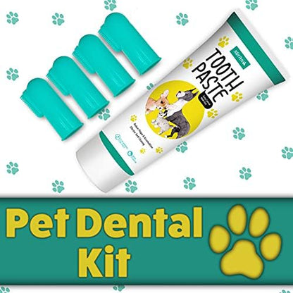 H&H Pets Dog Toothbrushes and Toothpaste Best Professional Cats & Dogs Finger Dental Brush, Dog Brush Set, Perfect for Dogs and Cats, Dog Supplies - Size Small 4 Count 3.5 Oz Toothpaste (100g) - Image 7
