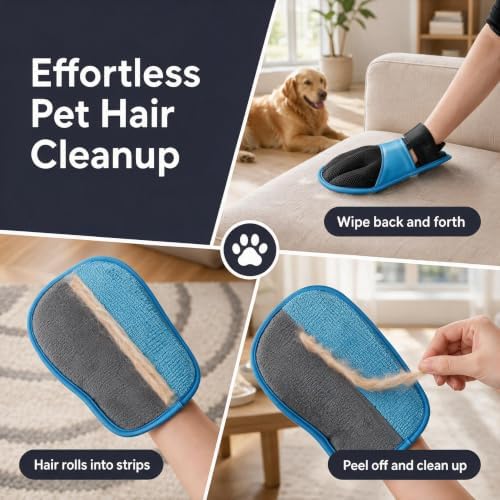 Pet Hair Remover Gloves Adjustable Wrist Strap for Dog & Cat - Image 7
