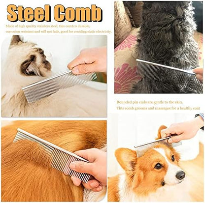 Dog Rake for Undercoat, Long-Haired Pet Brush & Metal Shedding Comb - Image 5
