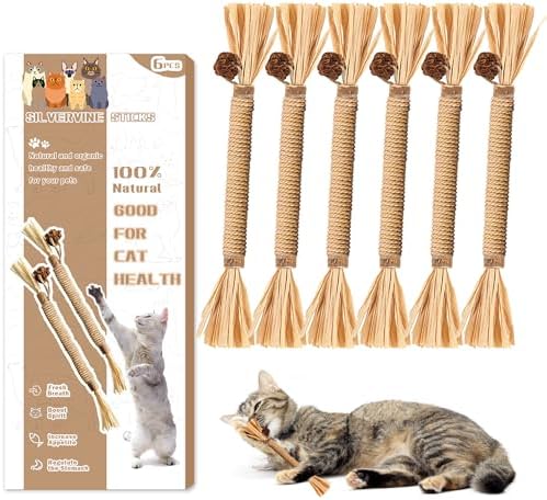 Silvervine Sticks for Cats, Silver Rattan Stick Catnip Stick,Kitten Training Toy,Cats Chew Stick Indoor,Cat Interactive Toy,Tooth Cleaning for cat,Kitty Wooden Tooth Stick Cat Game by Unknown