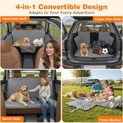 URPOWER 4 in 1 Dog Car Seat Cover for Back Seat, Waterproof Hammock - Image 4