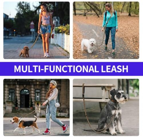 Kazazoo Hands-Free Adjustable Length 5-8 Ft Dog Leash, Crossbody & Waist for Dog Walking, Running for Dogs with Reflective Strips, Ballistic Nylon, Waist Belt Adjustable, Lightweight Brown M - Image 6