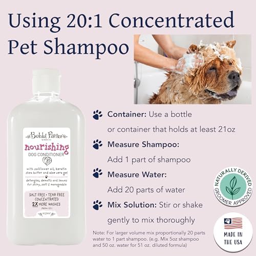 Bobbi Panter Nourishing Dog Conditioner Safflower Oil, Keratin, Shea Butter & Aloe Vera – Detangling Natural Formula for Soft, Smooth & Manageable Coat, 10:1 Concentrate, Made in USA, 14 oz - Image 2