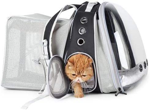 Lollimeow Expandable Cat Backpack Carrier for Large Cats & Small Dogs - Airline Approved Pet Bubble Backpack with Dual-Side Expansion, Perfect for Travel, Hiking & Outdoor Adventures, Up to 16lbs by Lollimeow