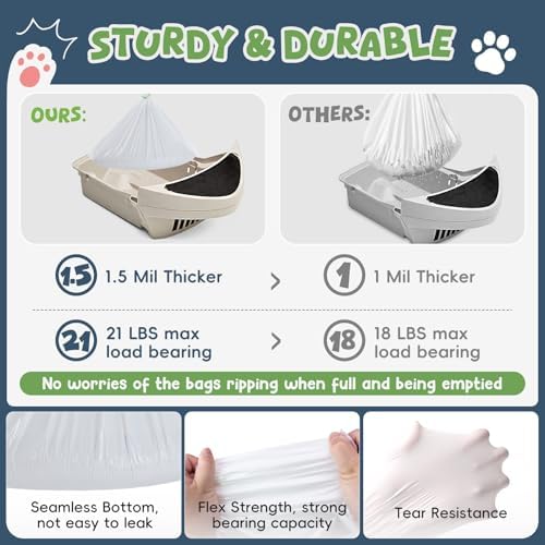 60 Pack Litter Box Robot 3 4 and 5 Waste Bags,1.5 Mils Thick Drawstrings Self Cleaning Cat Litter Box Robot Waste Liner Bags Replacement,Compatible with Automatic Self-Cleaning Robot - Image 2