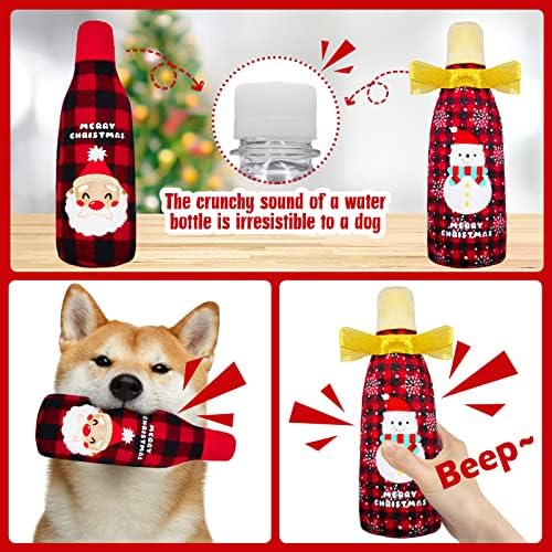 Christmas Dog Toys, 2 Pack Crunchy Water Bottle Dog Toys, Dog Gifts for Christmas, Squeaky Dog Toy for Medium and Large Dogs, No Stuffing & Replaceable - Image 2