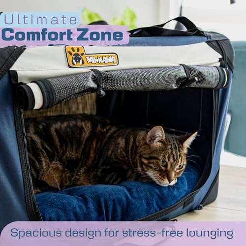 Large Cat & Small Dog Carrier, Soft-Sided 24"x16"x16", Supports 45 lbs, Privacy Windows, Plush Bed, Locking Zippers, Foldable Travel Crate for Home & Vet Visits - Image 4