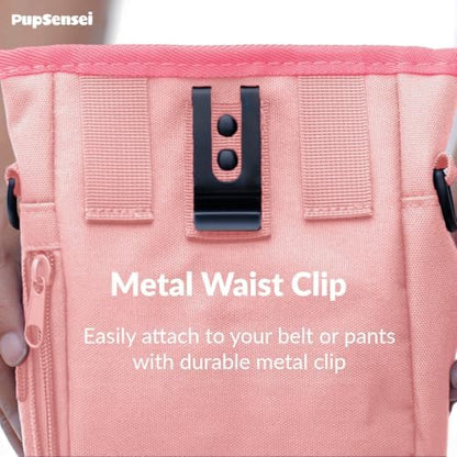 Dog Treat Pouch for Training – Magnetic Dog Treat Bag with Belt Clip & Poop Bag Dispenser – Hands Free Carry Pouch with Auto-Close Access & Shoulder Strap – Durable Pet Gear –Light Pink - Image 6