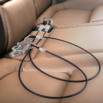 Dog Seat Belt Harness for Car,2pcs Dog Seatbelt of Coated Wire Leash Safety Restraint,No Chew Tether Cable Vehicle Dogs Accessories,Double Clips & Latch (2-in-1 Harness, 32 inch/80 CM) - Image 6