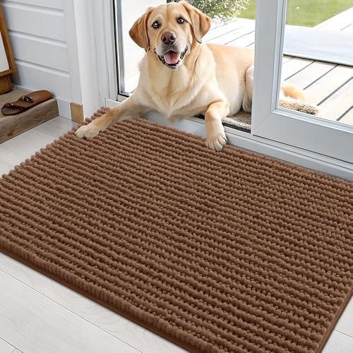 OLANLY Dog Door Mat for Muddy Paws 36x24, Extra Absorbent Chenille Mud Mat by OLANLY