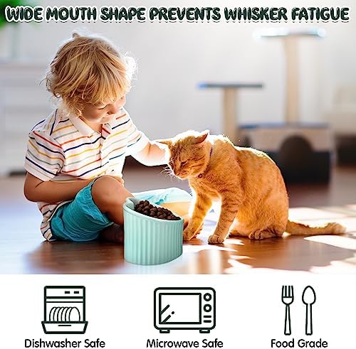 Dandat 4 Pcs Elevated Cat Food Bowls, Ceramic Raised Cat Bowls, Shallow, Less Digestion Issues, Anti Vomiting, No Stress for Food and Water Indoor Kitten - Image 6