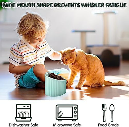 Dandat 4 Pcs Elevated Cat Food Bowls, Ceramic Raised Cat Bowls, Shallow, Less Digestion Issues, Anti Vomiting, No Stress for Food and Water Indoor Kitten - Image 6