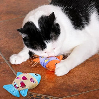 Andiker Cat Catnip Toys, 2pcs Small Cat Fish Toys with Crinkle Shine Ring Paper to Make Sound to Catch Your Cats Eyes and for Your Cats to Chew and Catch Interactive Cat Toys for Indoor Kitten (2pc) - Image 3
