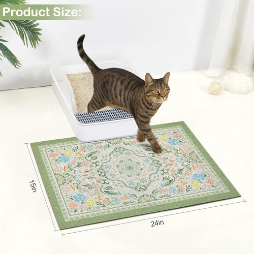 Glittme Cat Litter Mat, 24"x15" Non-Slip Washable Trapping Mat for Cats - Image 2