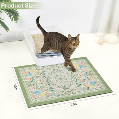 Glittme Cat Litter Mat, 24"x15" Non-Slip Washable Trapping Mat for Cats - Image 2