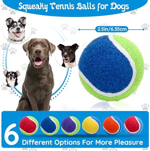 Squeaky Tennis Balls for Dogs - 12 Pack 2.5'' Durable Natural Rubber, Non-Toxic Dog Toy Balls with Mesh Bag for Outdoor Play & Training - Image 2