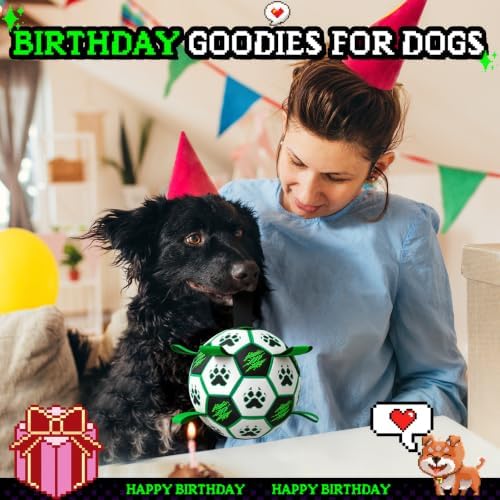 Diman Dog Balls, 6 Inch Balls for Dogs, Dog Soccer Ball with Straps, Green - Image 5