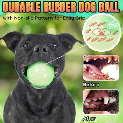 LECHONG 4-Pack 2.5” Glow in The Dark Squeaky Dog Balls, Durable Glowing Bouncy Rubber Fetch Toy Balls for Small Medium Puppy Dogs Nighttime Playing Indoors and Outdoors - Image 5