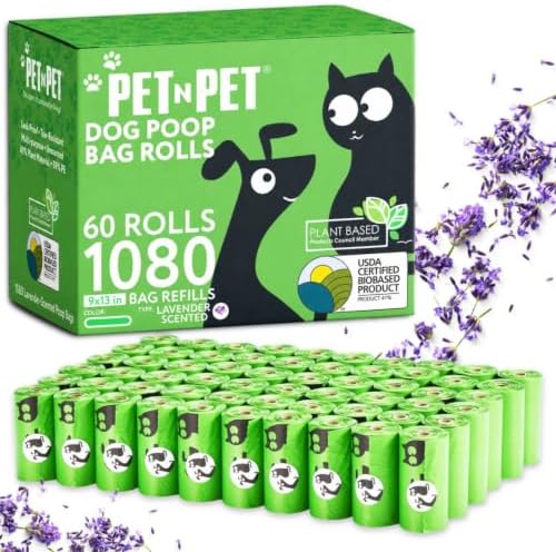 Pet N Pet Doggie Poop Bags, 1080 Count, Lavender Scented Waste Roll Refills by PETNPET