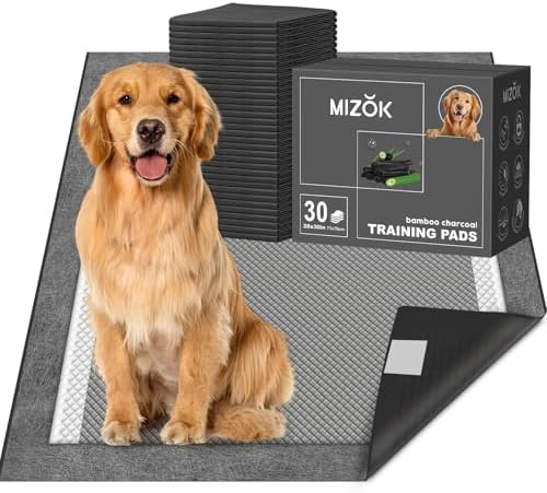 MIZOK Pee Pads for Dogs Charcoal Disposable No Leak Large 28x30in 30Ct by MIZOK