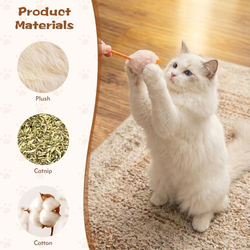 WRW Cat Mice Toys with Catnip for Indoor Cats, 12 Pcs, 7 Colors - Image 3