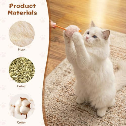 WRW Cat Mice Toys with Catnip for Indoor Cats, 12 Pcs, 7 Colors - Image 3