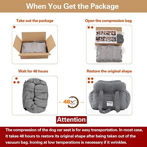 Dog Car Seat for Small Dogs, Portable Puppy Car Seat of Easy Installation, Fashionable Pet Carrier Bag with Large Pockets, Machine Washable Dog Booster Seat (Khaki) - Image 2