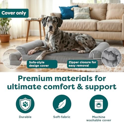 FurHaven Replacement Dog Bed Cover, Sofa-Style Design with Ultra-Plush Sleep Surface for Protecting Pet Mattresses, Zippered & Machine Washable, Jumbo Plus XXL, Plush & Suede, Gray - Image 5