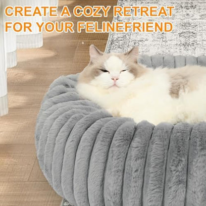 Washable Small Cat Dog Bed,Puppy Bed Cat Beds for Indoor Cats(Grey,M) - Image 5
