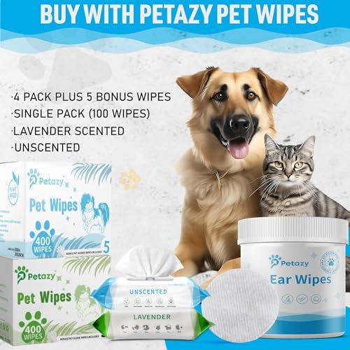 Petazy Dog Ear Wipes for Dog Yeast Wax Itch and Odor | Unscented Dog Ear Cleaner for Dogs | Natural Cleaning Puppy Ear Wipes | Soothing Ear Wipes for Pets Cat | Natural Ingredients | 120 XL Pcs - Image 6