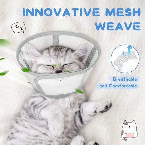 Supet Cat Cone Collar Soft, Air Mesh Recovery Collar to Stop Licking, Breathable Neck Cone Alternative, Lightweight Cat Head Cone Anti Scratch (S) - Image 4