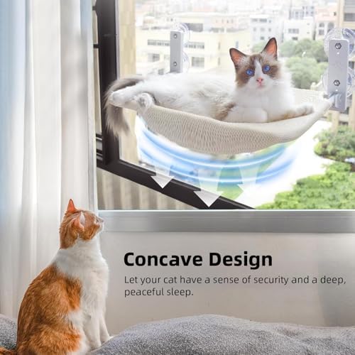 2PCS Replacement Cover for Cat Window Perch, L Size Cordless Cat Window Hammock Bed Accessories, Reversible Breathable/Warm Seat Cover for Inside (White, 23.6''L×11.8''W) - Image 6