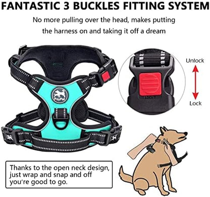 PoyPet No Pull Dog Harness Medium with Front Clip & Neck Release Buckle - Image 4